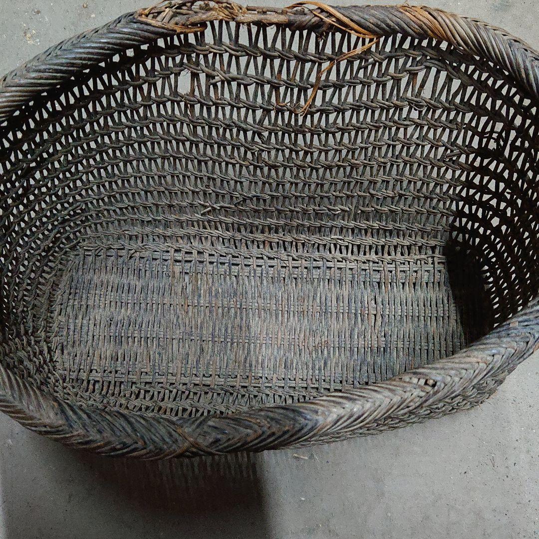 8. レトロ あけびカゴ 古い 編みカゴ 古民具