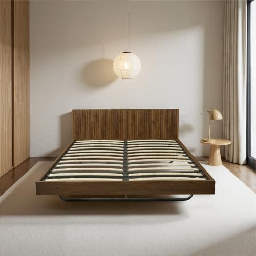 新作】ダブル.べッド ウォールナット色 収納付き コンセント付き USBポート付