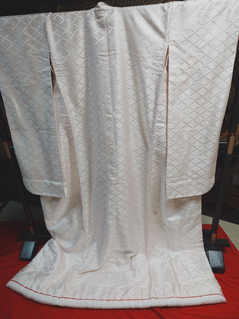 白無垢 絹製 格子模様唐織