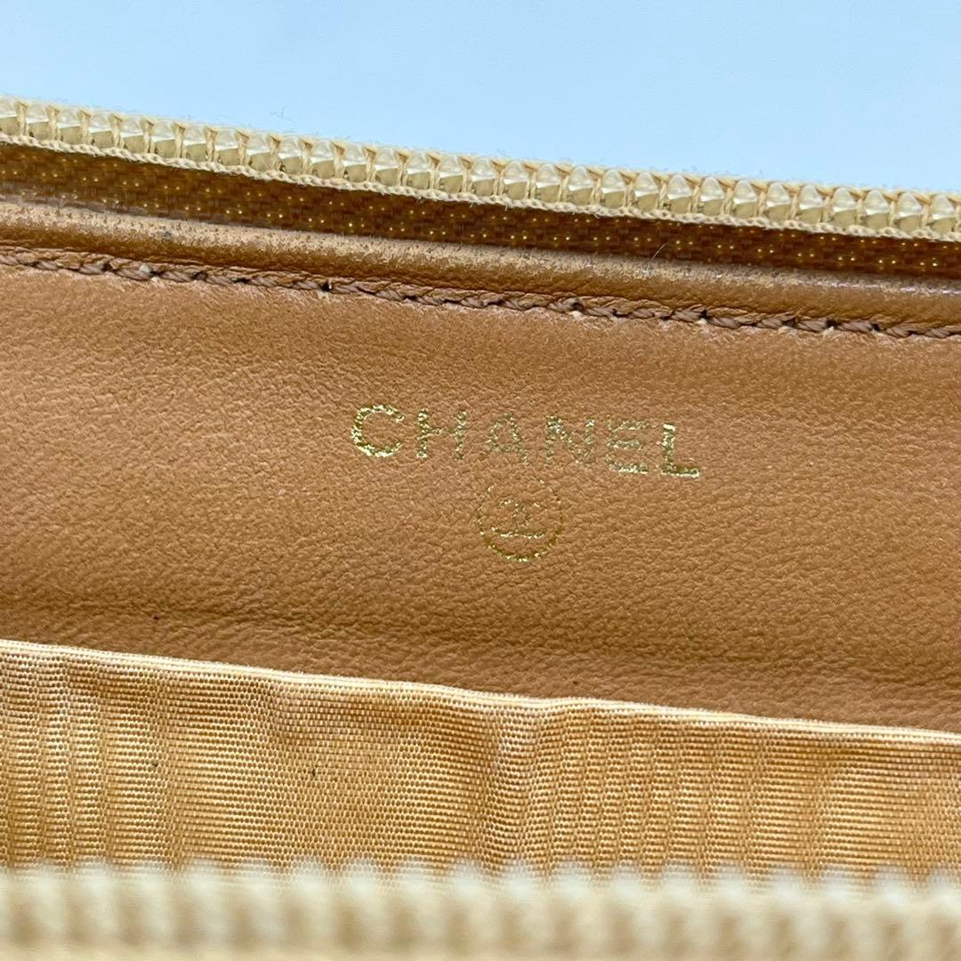 CHANEL 長財布 ラウンドファスナー ココマーク キャビアスキン ベージュ