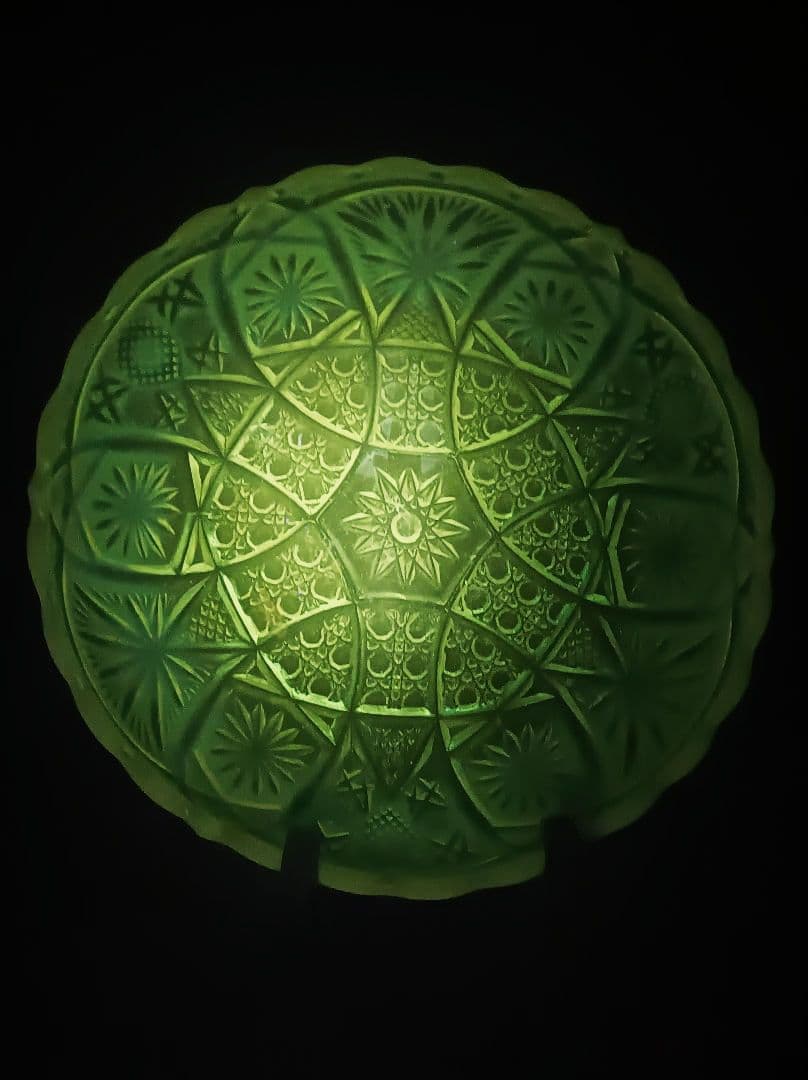 【骨董】大正ガラス 青色乳白色 時代ガラス オパールセントガラス ウラン反応