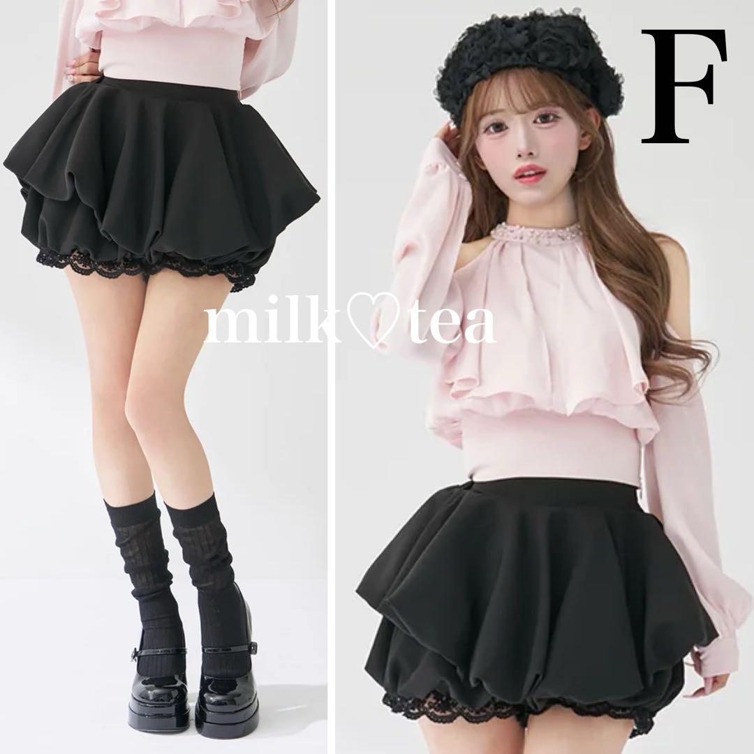 新品タグ付 フリー ブラック ボリュームバルーンミニスカート ダーリッチ