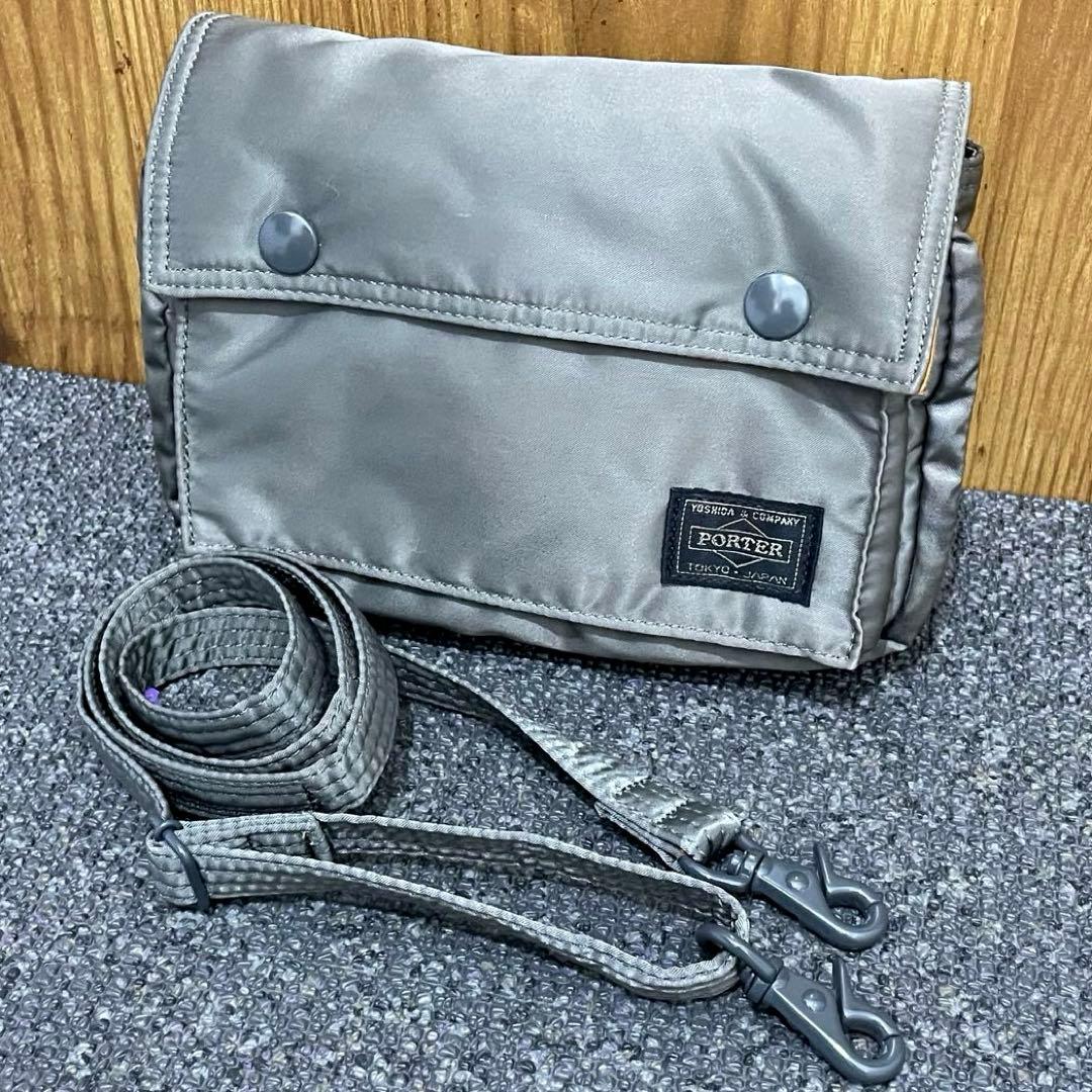 極美品 希少色✨ポーター タンカー ショルダーバッグ ポシェット シルバーグレー