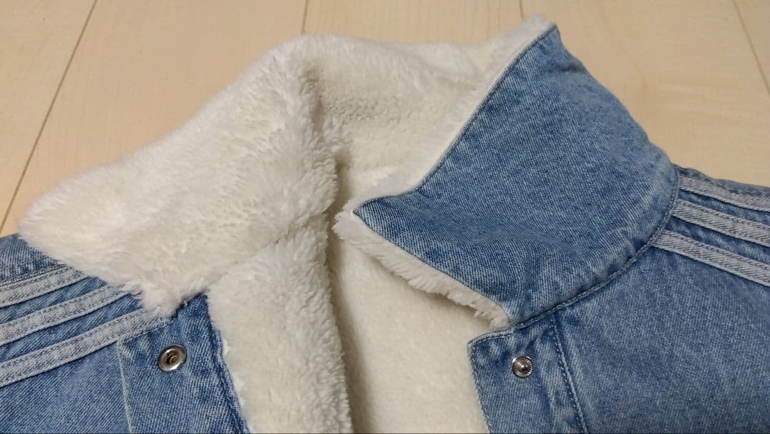 【S】adidas ボア　襟付き　デニム　ジャケット 　レディース　XS