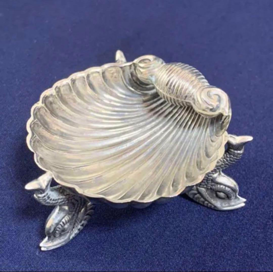 純銀製 アンティーク 小物入 貝形魚足 アクセサリー入れ 925 1930年代