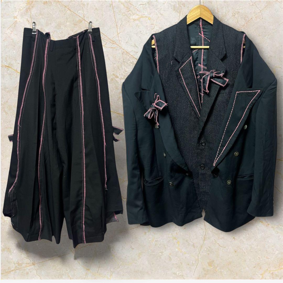 リメイク ピンクリボン テーラードジャケット 袴スラックス セットアップ