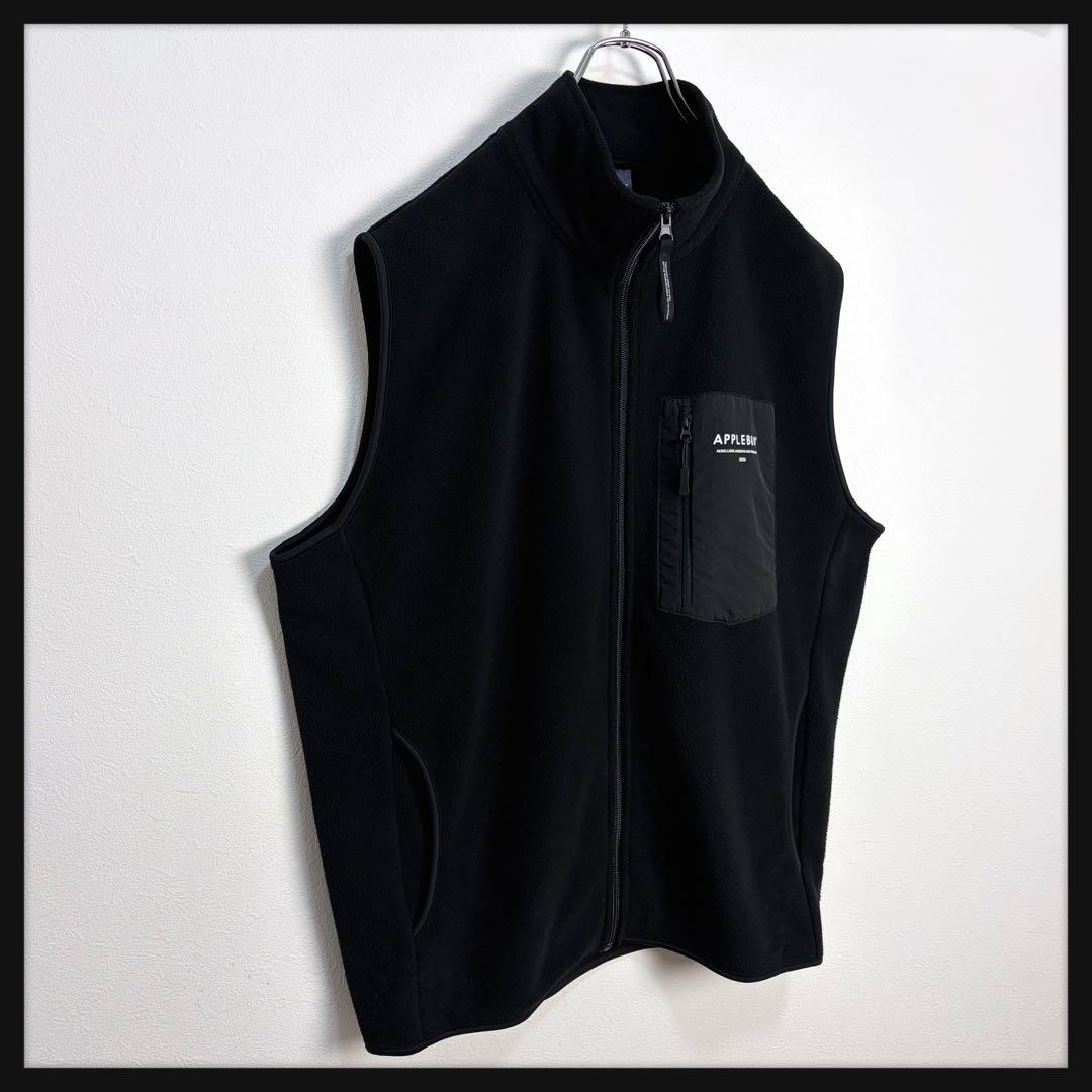 【美品★希少XL】アップルバム ワンポイントロゴ フリースベスト ブラック 即完
