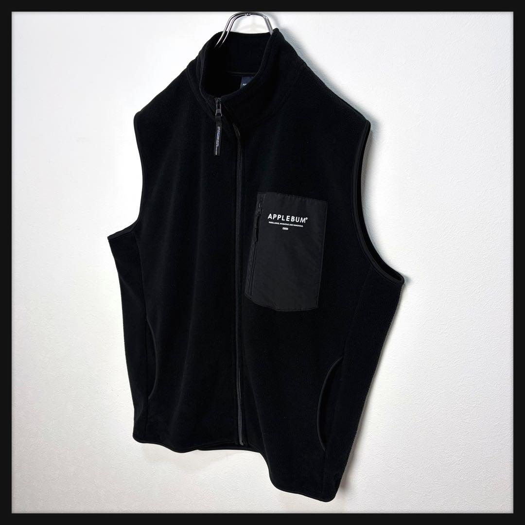 【美品★希少XL】アップルバム ワンポイントロゴ フリースベスト ブラック 即完