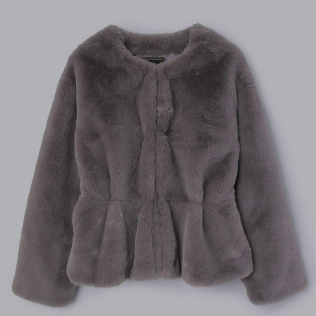 olu. ファーコート　ペプラム