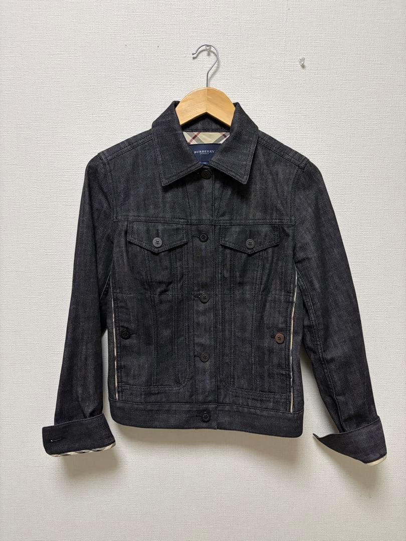 バーバリー ノバチェック付 ブラックデニム Gジャン 40