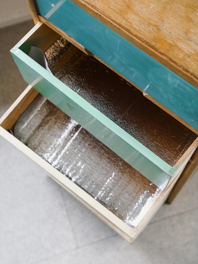 60-70's レトロポップ 古道具 木製 5段チェスト/収納 アンティーク