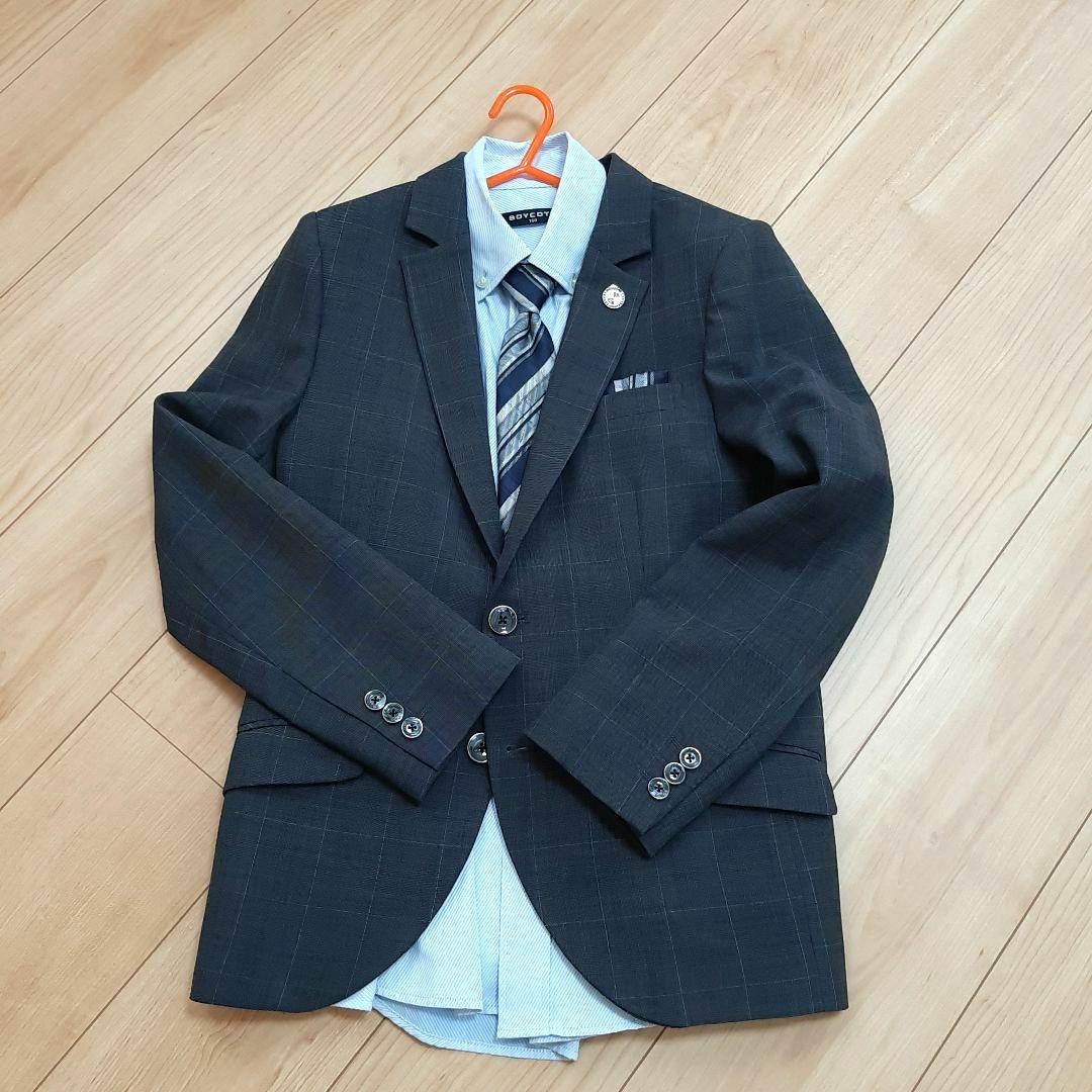 BOYCOTT グレー チェック柄 スーツセット　160cm　卒業式