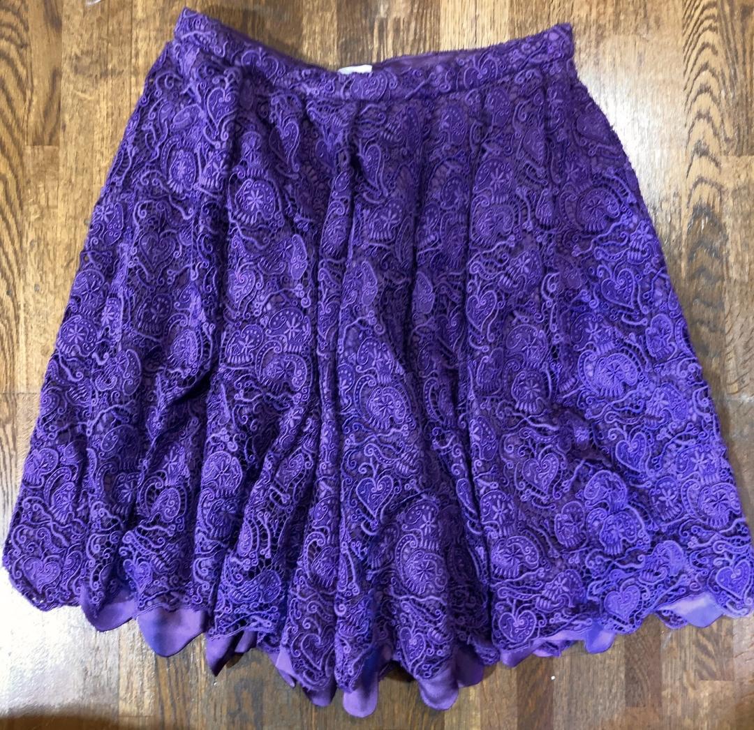 美品　アンダースカート UNDERCOVER 紫色 刺繍 フレアミニスカート