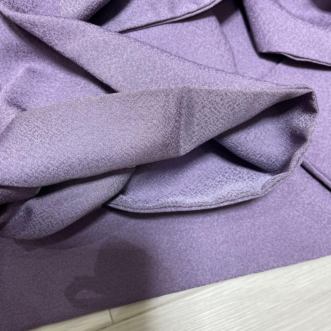 正絹付下げ 紫 作家、落款、一つ紋