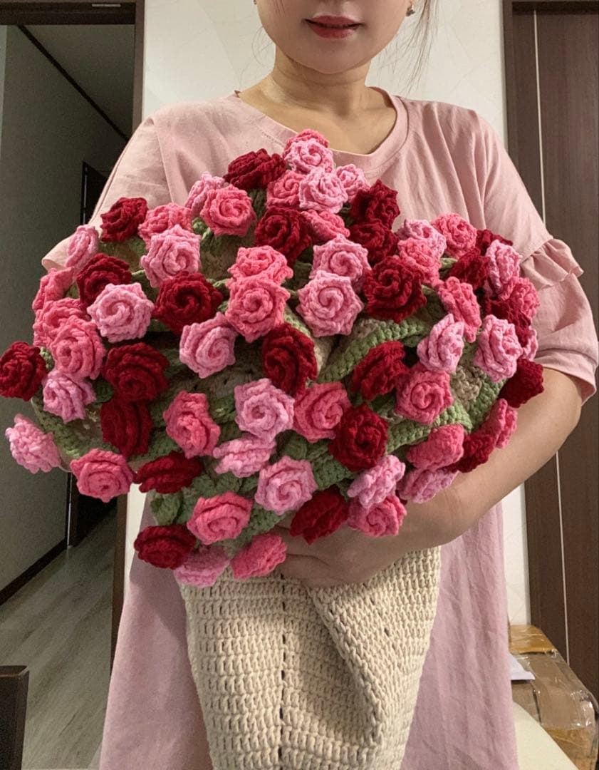 バラの花束ブランケット直径103cm，72本の大きなバラ，ストール