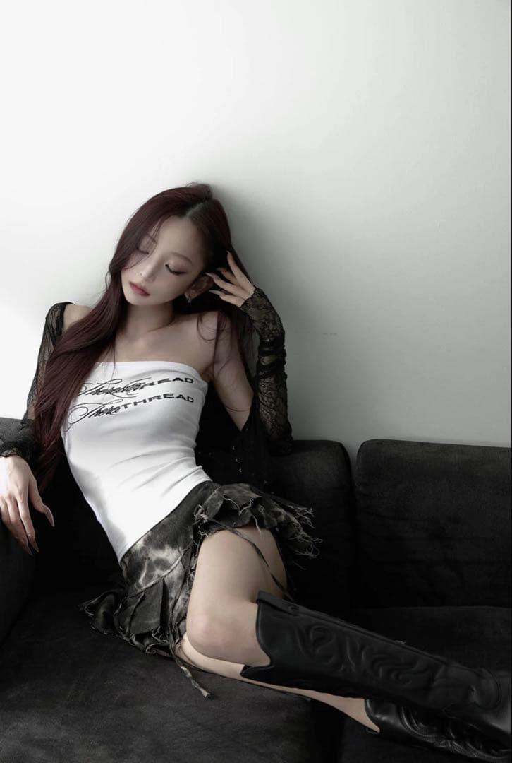 スカート THEREDTHREAD S w pleats crash skirt