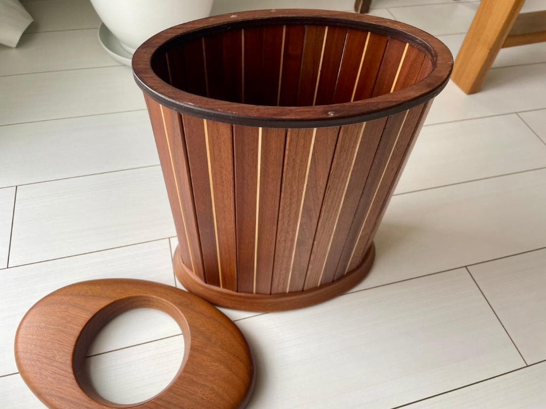 旭川家具 ササキ工芸 天然木 くずかご 楕円 ウォルナット