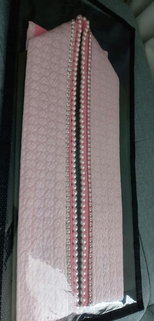 一蔵 重ね衿　パール ラインストーン　ピンク　二重　イチクラ　振袖　キラキラ