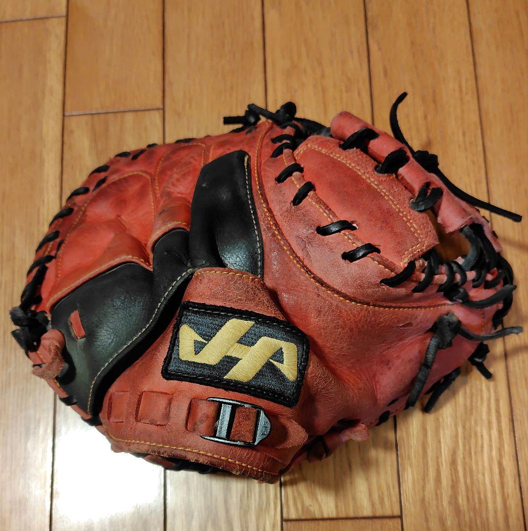 週末限定！！ハタケヤマ　キャッチャーミット　TH-YS2 軟式野球グローブ 赤黒
