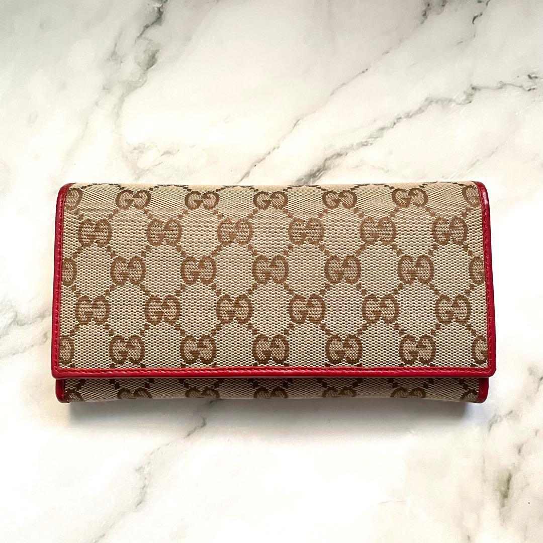 GUCCI グッチ　長財布　GG キャンバス　美品　2つ折り財布　0114-⑥