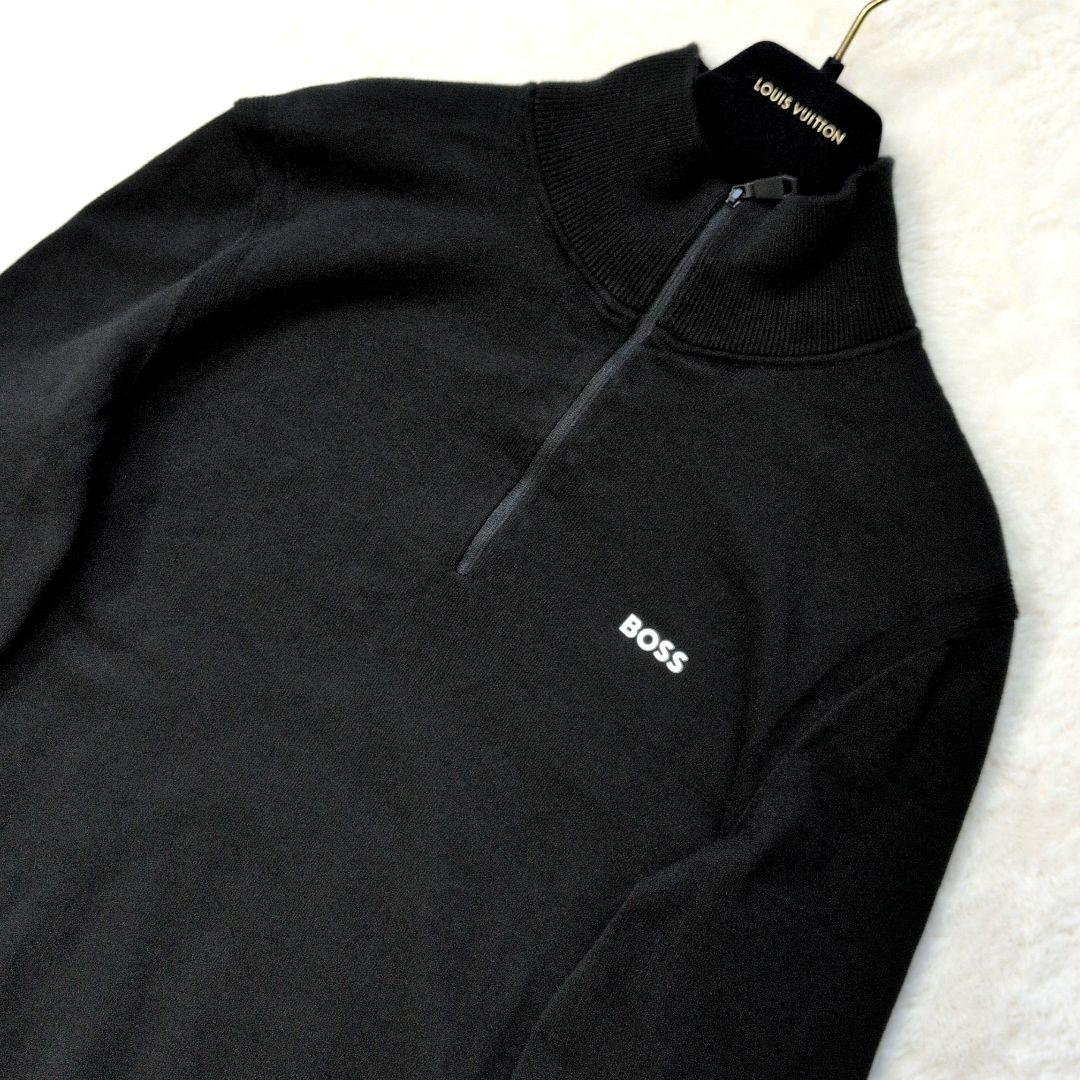 HUGO BOSS ヒューゴボス クォーターハーフジップニット 黒 M 現行
