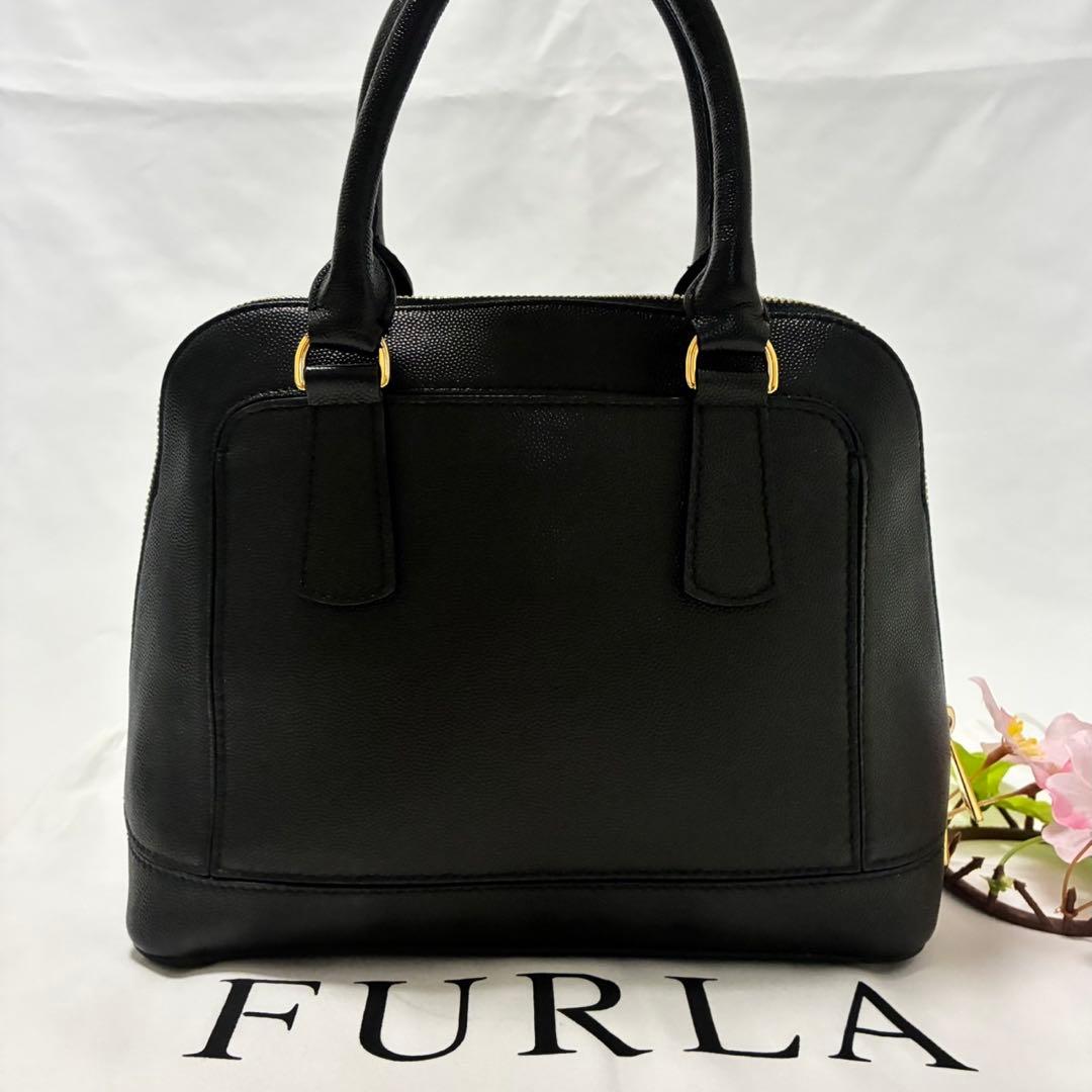 【未使用級】フルラ ファンタスティカ S 2way ハンドバッグ レザー 黒