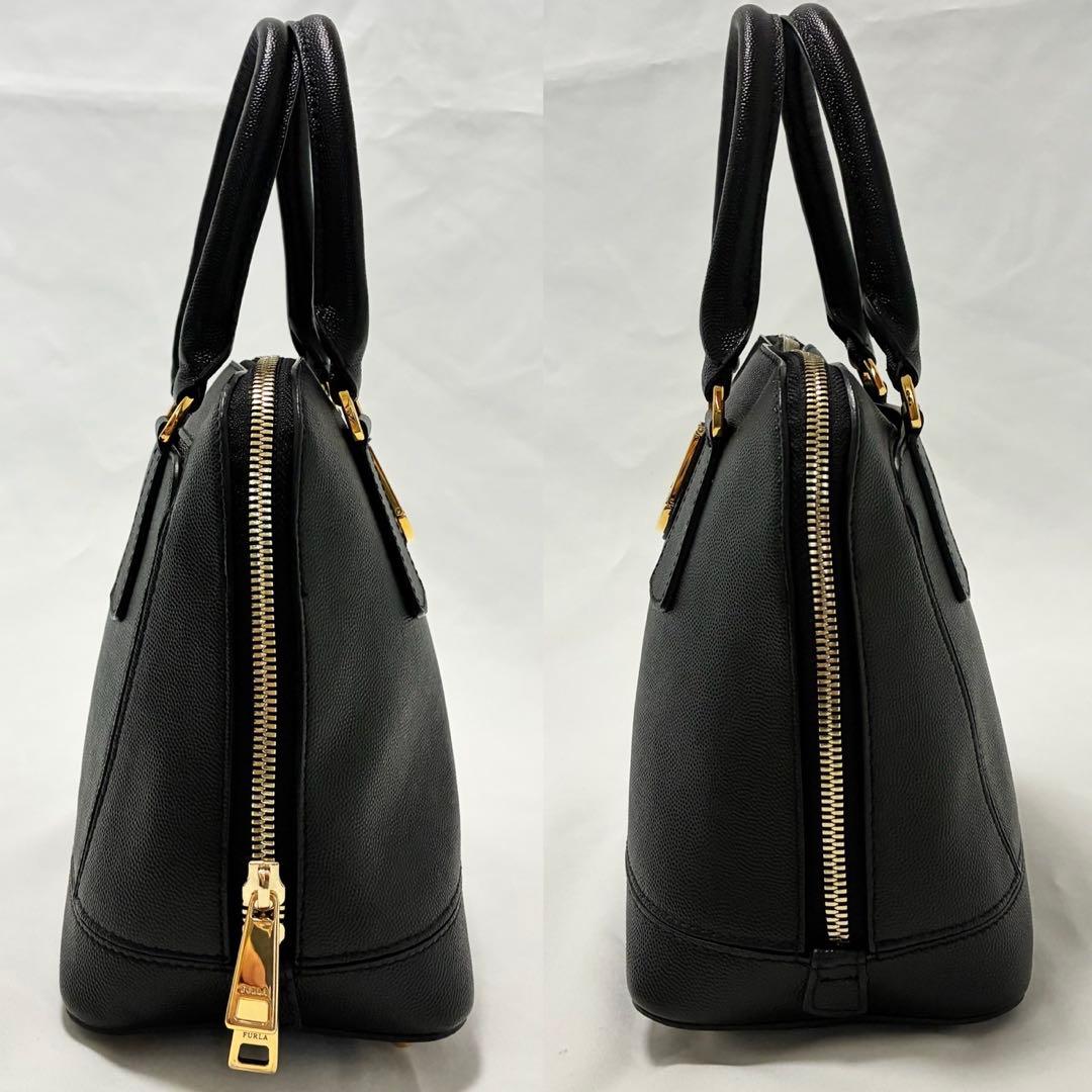 【未使用級】フルラ ファンタスティカ S 2way ハンドバッグ レザー 黒