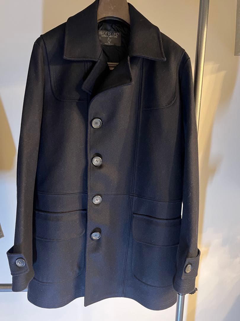 定価10万超バーニーズニューヨーク イタリア製 ウールダウンコート ネイビー L