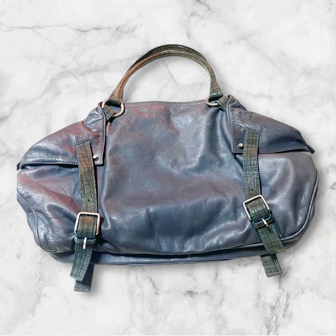 ARISTLASIA トートバック　グレー色　本革　イタリア製　大容量　小旅行