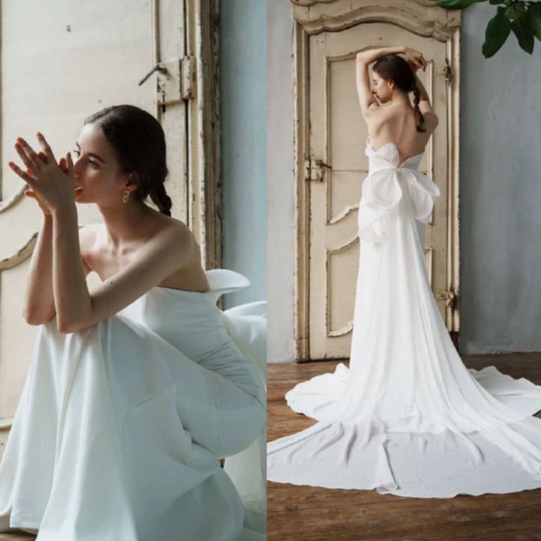 ストラップレス ホワイトウェディングドレス