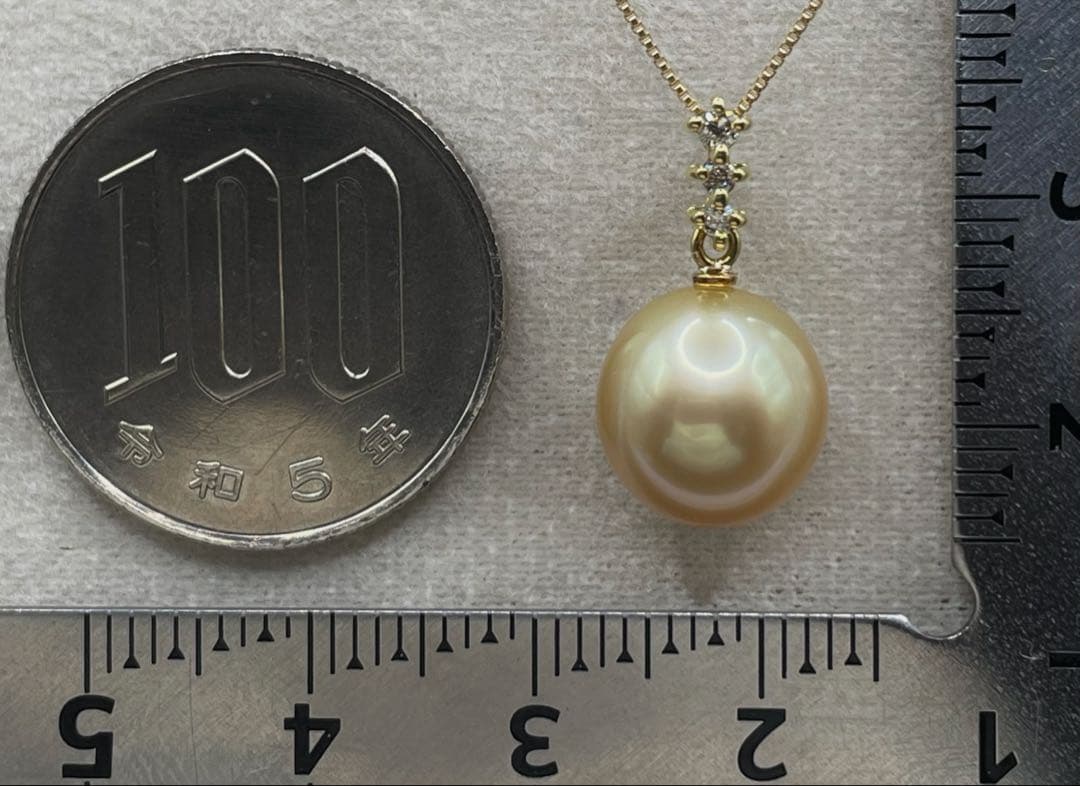 専用JA219★高級 ゴールデンパール10mm ダイヤ K18 ヘッド 鑑別付