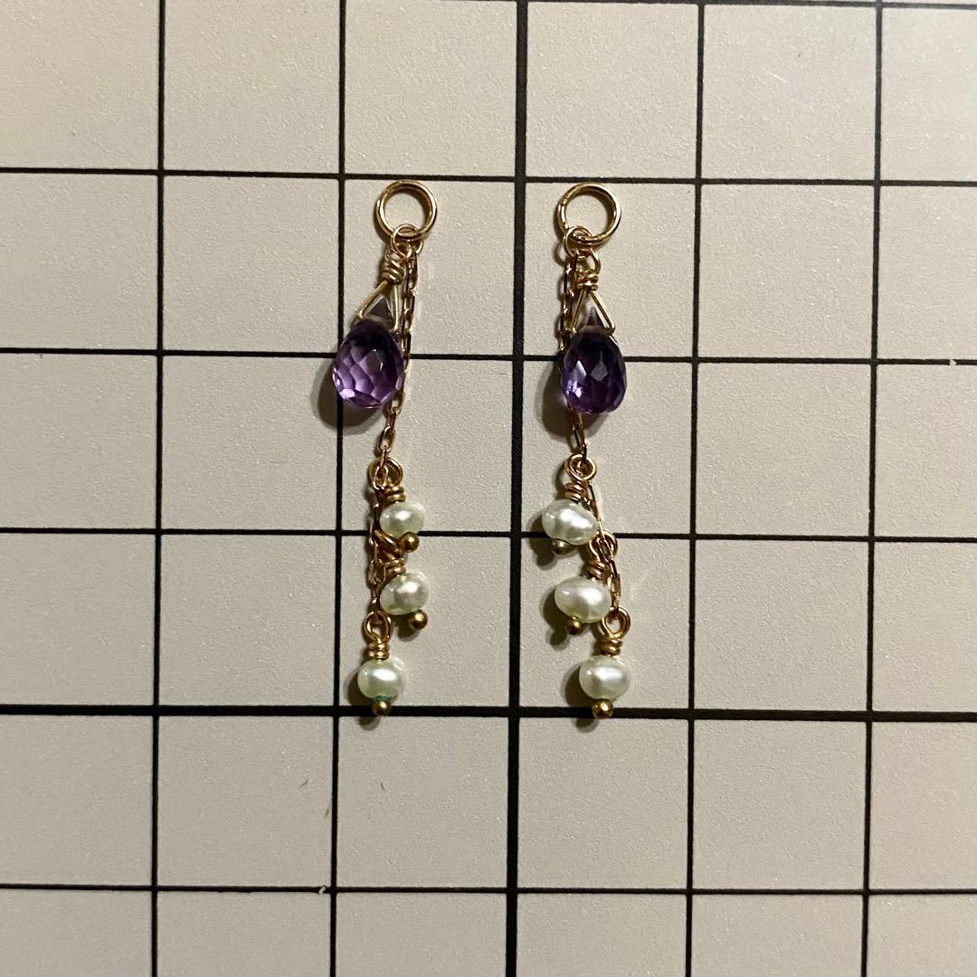 agete アガット K10 アメジスト パール チャーム