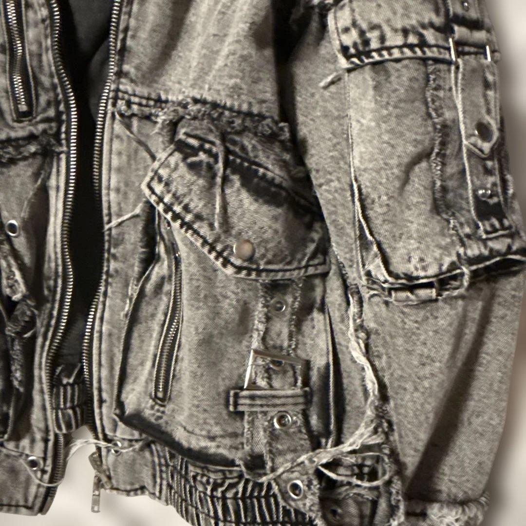 REFLEM レフレム デニムフリンジN2Bジャケット/グレー