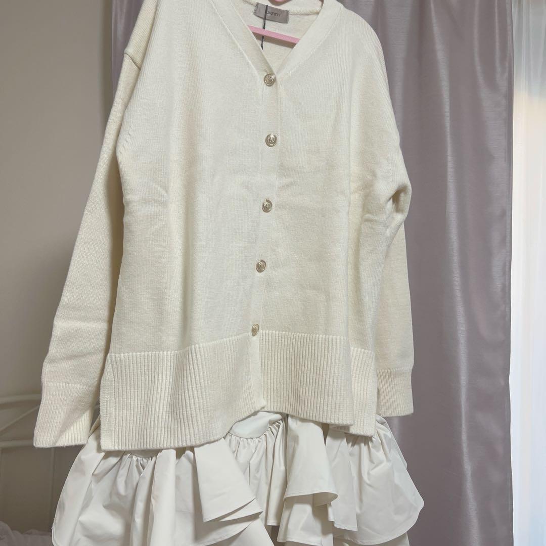 ジャスグリッティー〈美香さんコラボ〉カーデ×ペプラムワンピSET 白tall