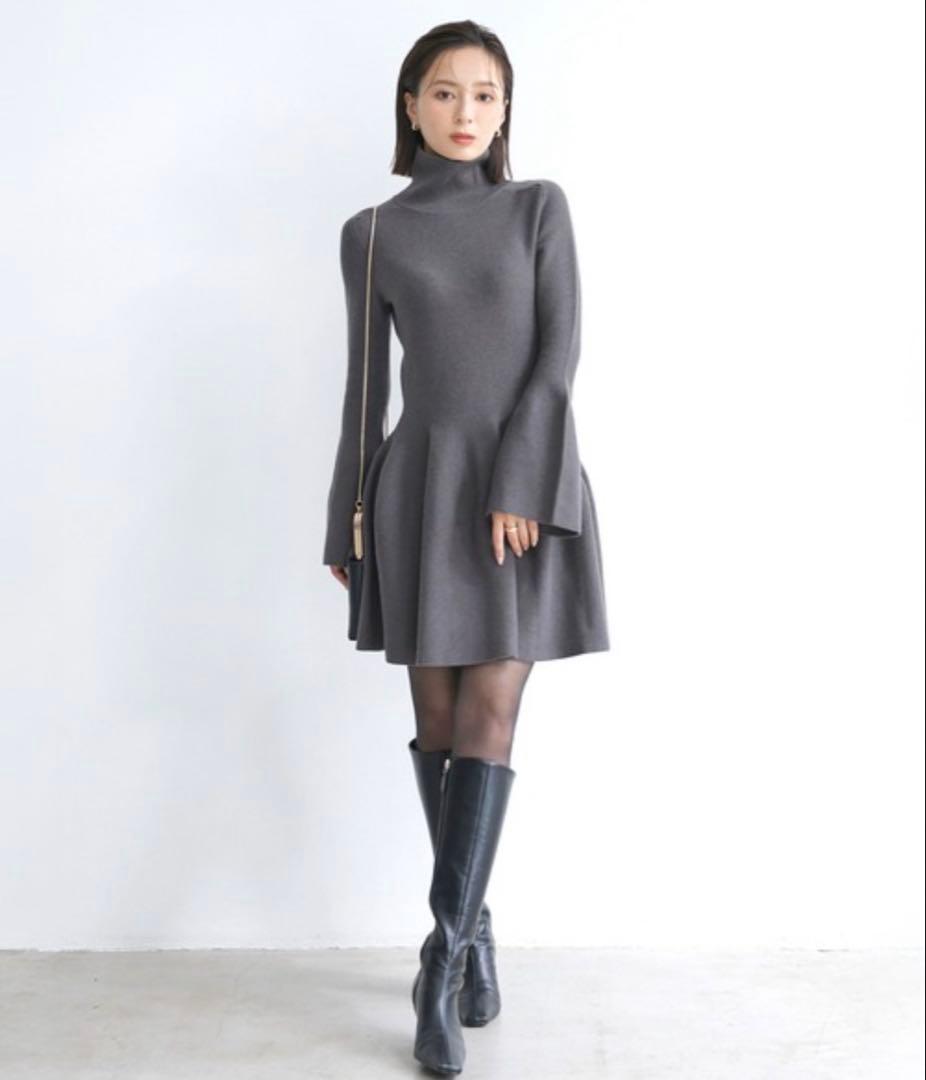 anuans ニットワンピース MEDIUM グレー レディース