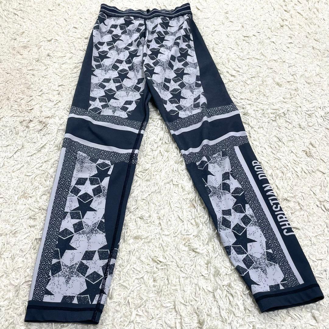 【美品】DIOR ロゴ スター 総柄 スパッツ パンツ ネイビー XS