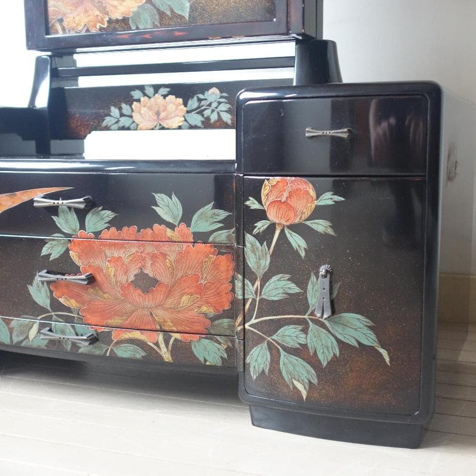 アンティーク　蒔絵　三面鏡　鏡台　漆芸　伝統工芸　骨董　古美術　古家具