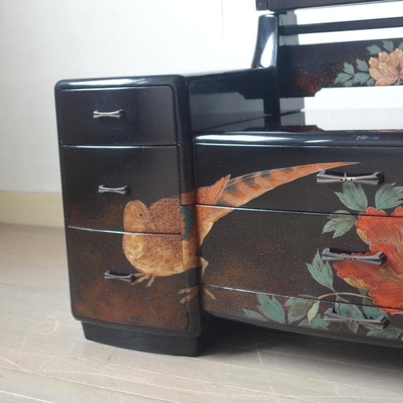 アンティーク　蒔絵　三面鏡　鏡台　漆芸　伝統工芸　骨董　古美術　古家具