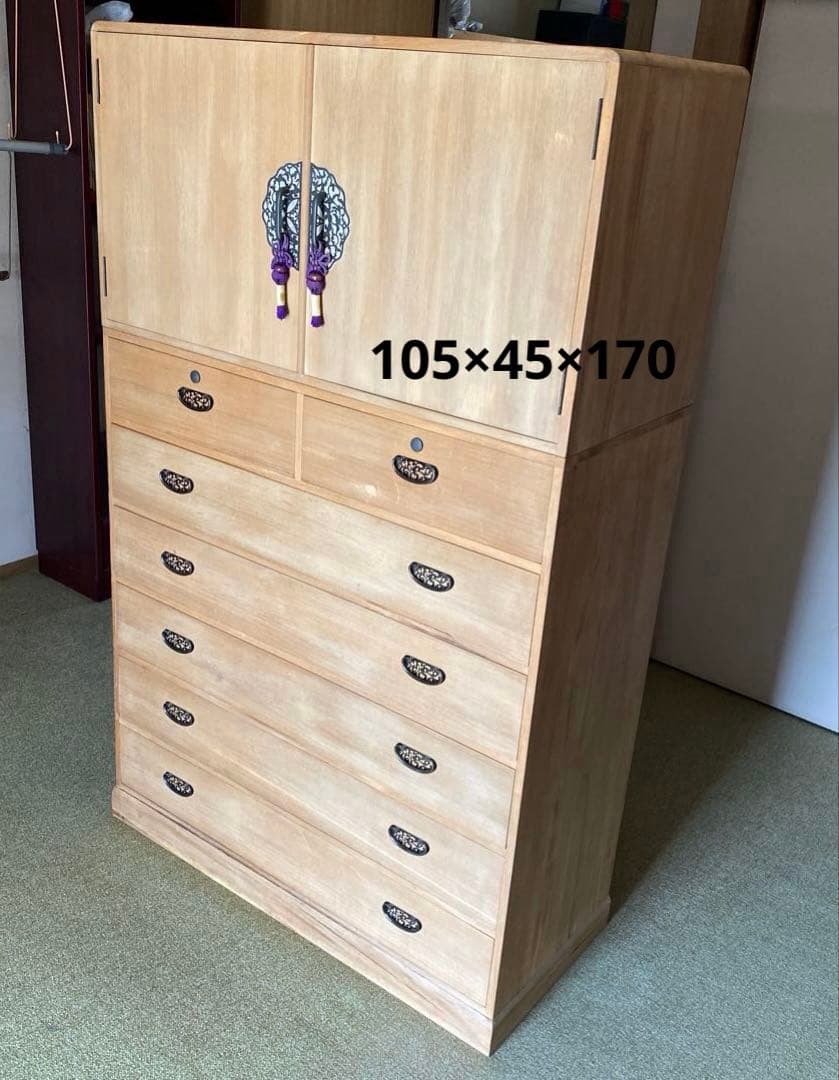 桐ダンス　桐箪笥　昭和　カバー付き　桐タンス