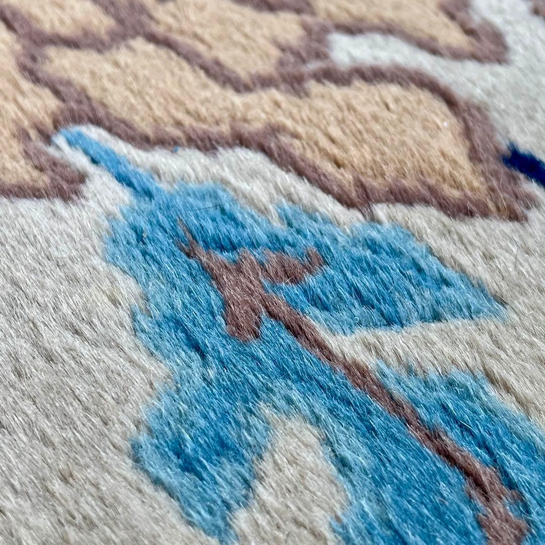 ヴィンテージ 中国段通 ウール ラグ 玄関マット カーペット 花柄