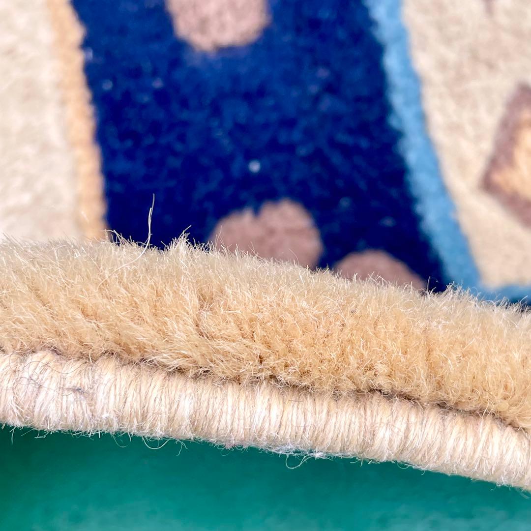 ヴィンテージ 中国段通 ウール ラグ 玄関マット カーペット 花柄