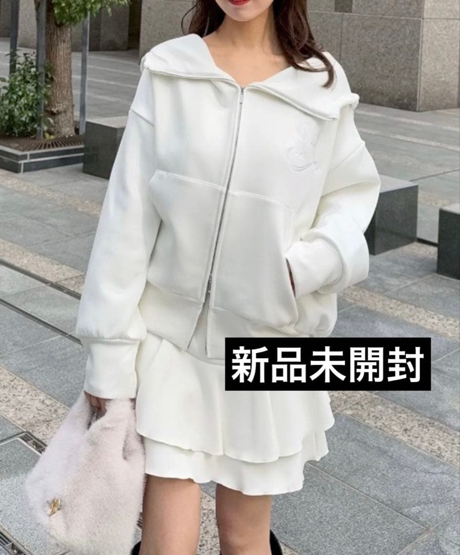 snidel エンブレムボンディングパーカー ホワイト