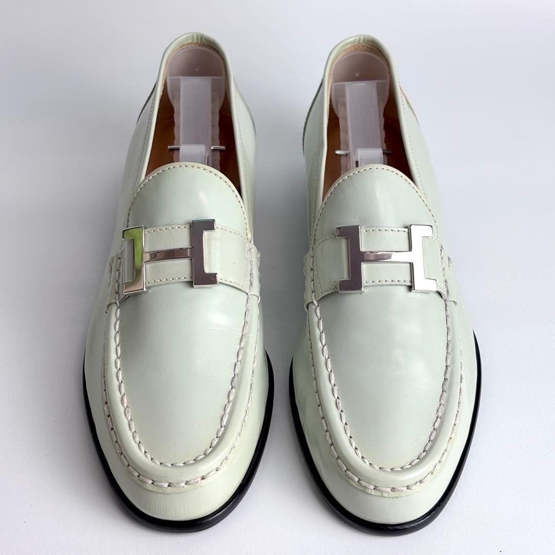 HERMES エルメス コンスタンス ローファー ライトグリーン 37 23.5