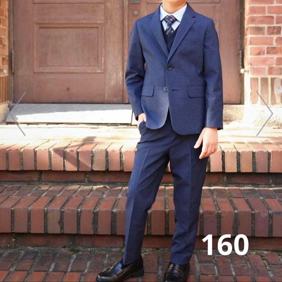コムサイズム マイクロチェック スーツ 160 卒業式 フォーマル