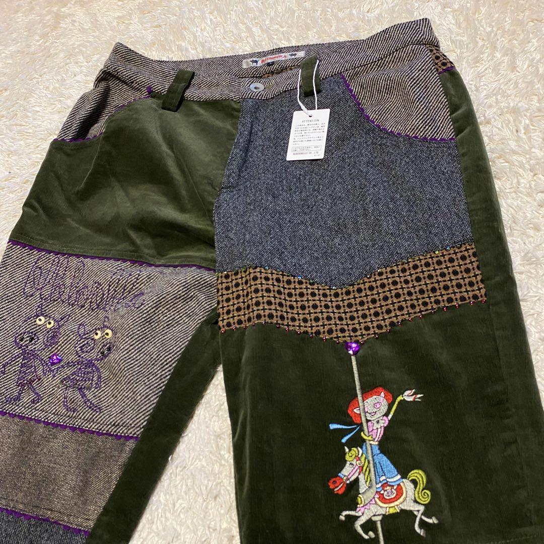 タグ付き・未使用級✨アルベロベロ　ブタさん　パッチワーク　ウール　パンツ　ズボン