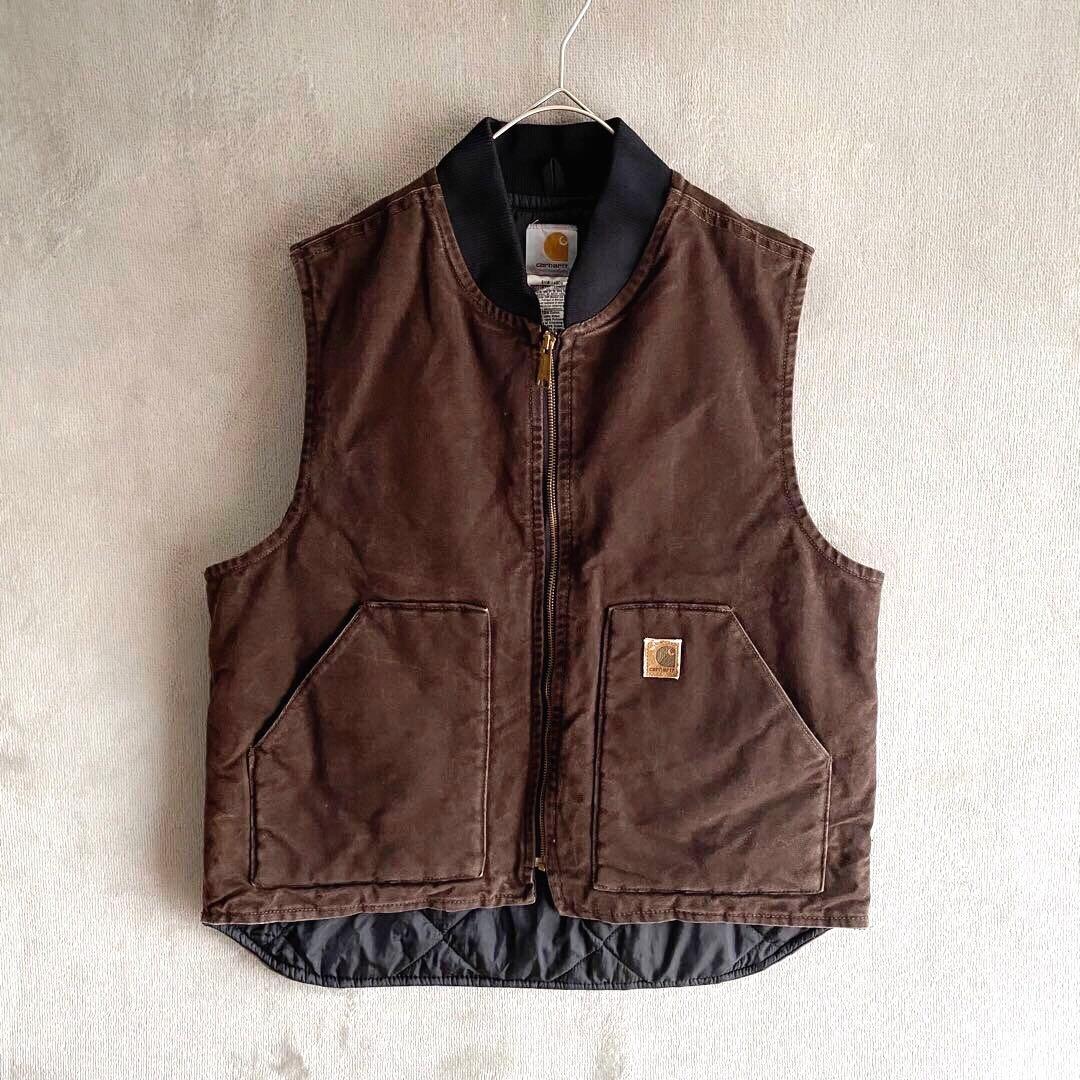 Carhartt ダックベスト 中綿キルティング V02 ダークブラウン L