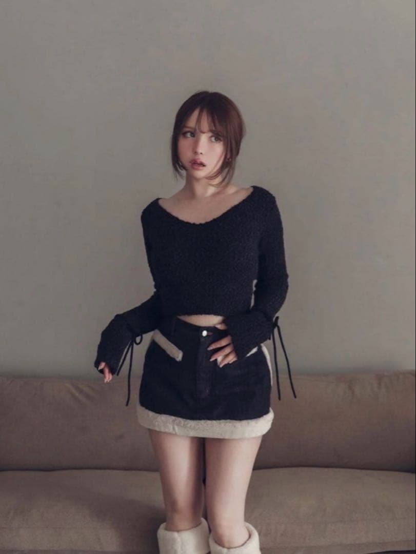 スカート and mary Fur pocket denim skirt M