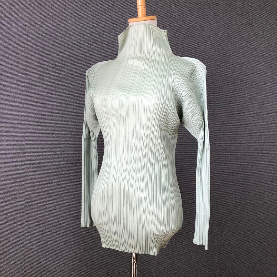 PLEATS PLEASE ハイネック 長袖カットソー 3 ミントグリーン