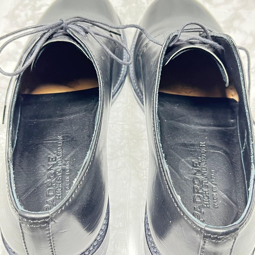 【美品】PADRONE ダービーシューズ　プレーントゥ　ブラック　本革　26.5