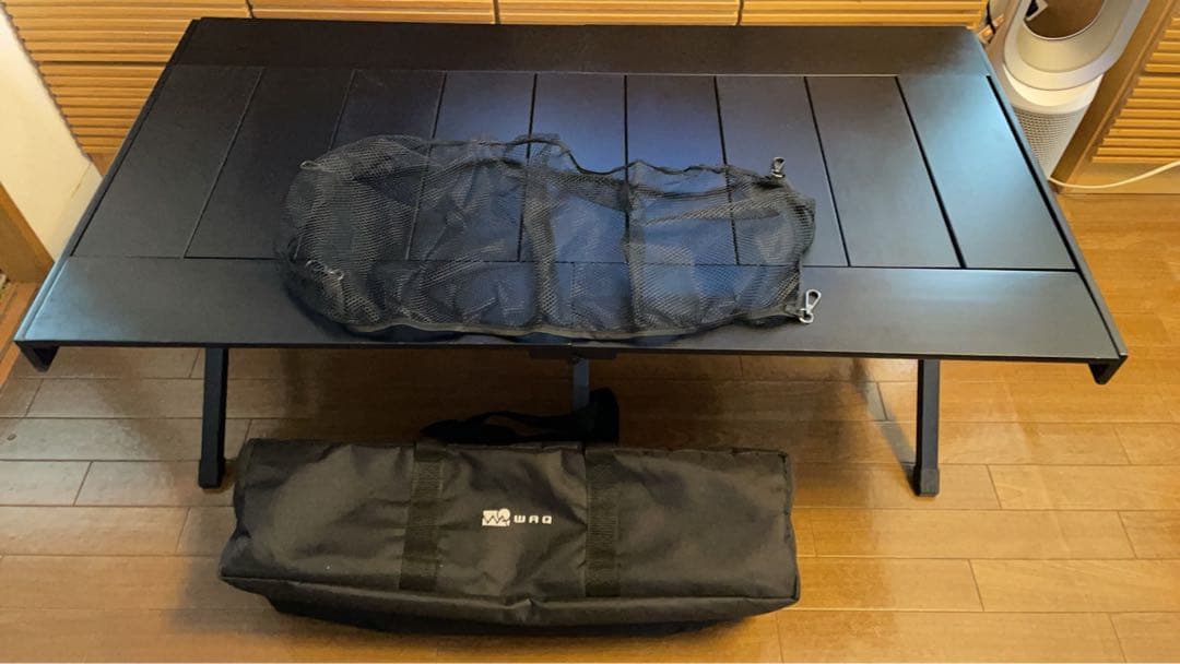 WAQ折りたたみテーブル 収納バッグ付き 黒 115cm